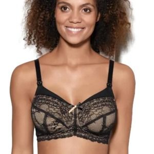 NWT Panache Sophie Nursing Bra 32GG Black & Nude